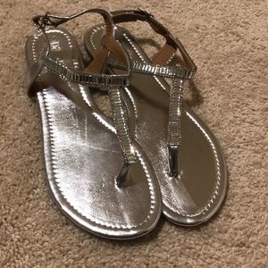 Silver rhinestone sandals